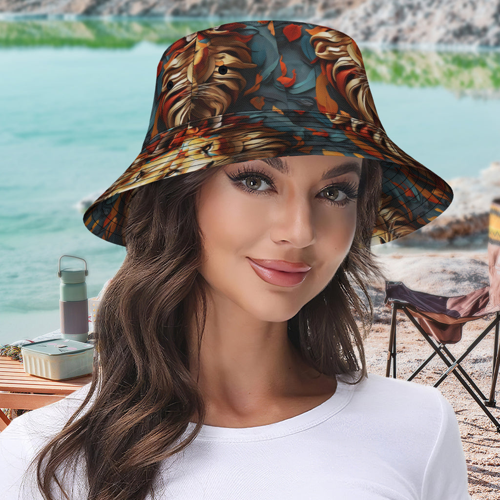 Lion Double-Sided Unisex Polyester Bucket Hat