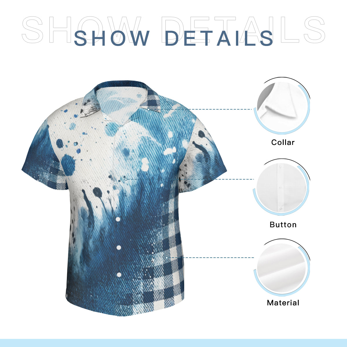 Textured Denim Pattern Short Sleeves Men's Shirt