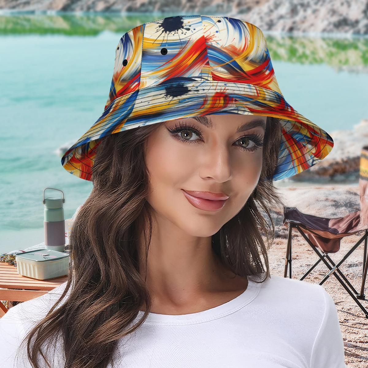 Brush Strokes Double-Sided Unisex Polyester Bucket Hat