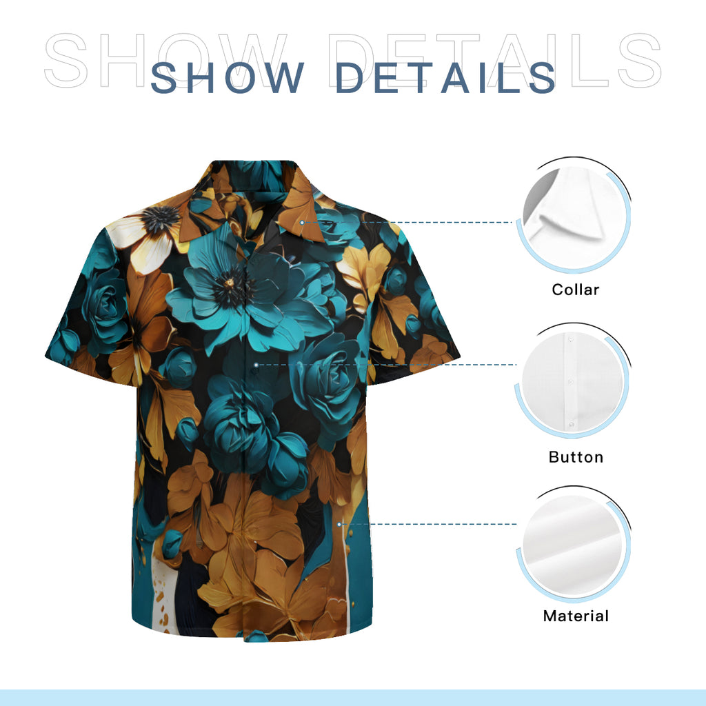 Vibrant Teal Short Sleeves Men's Shirt