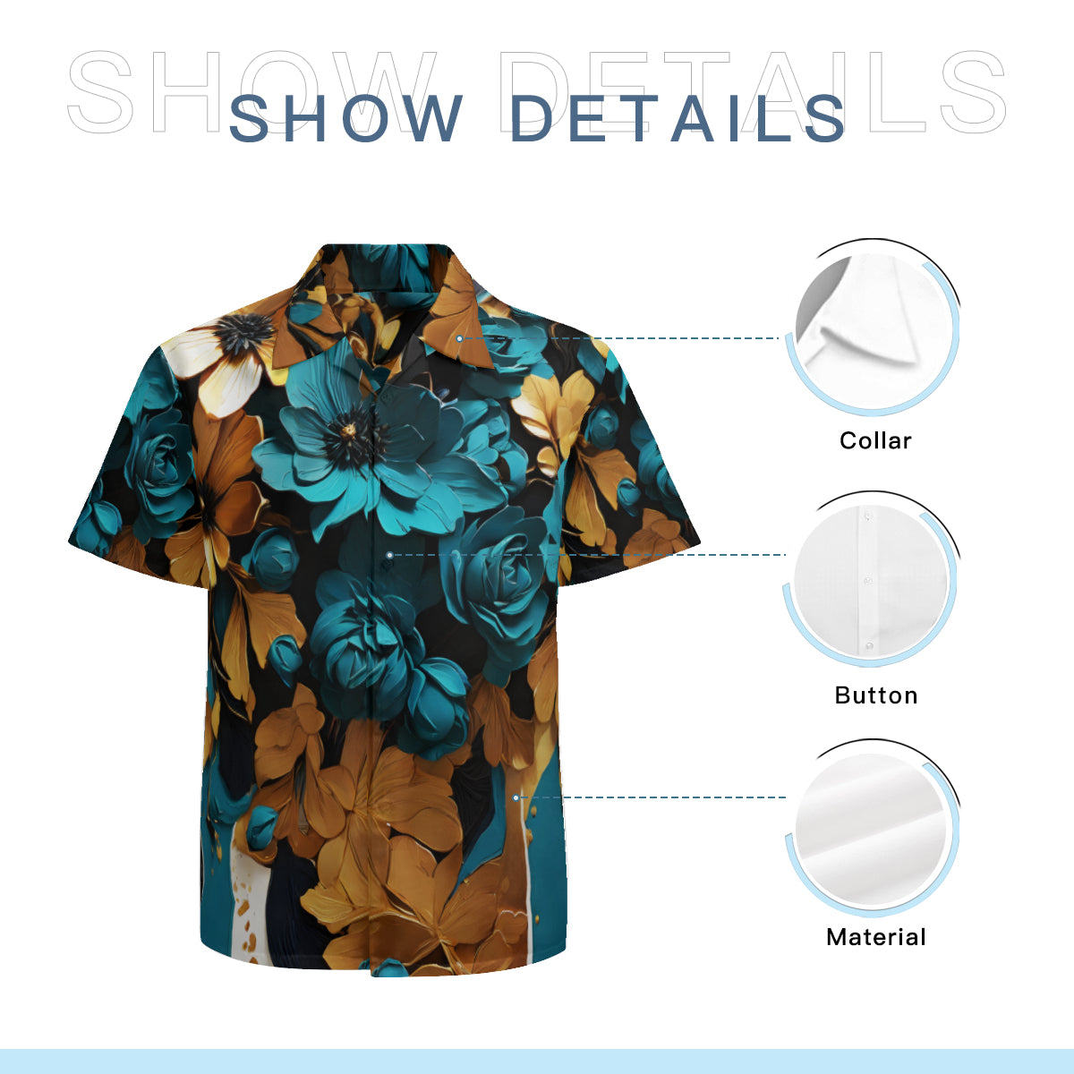 Vibrant Teal Short Sleeves Men's Shirt