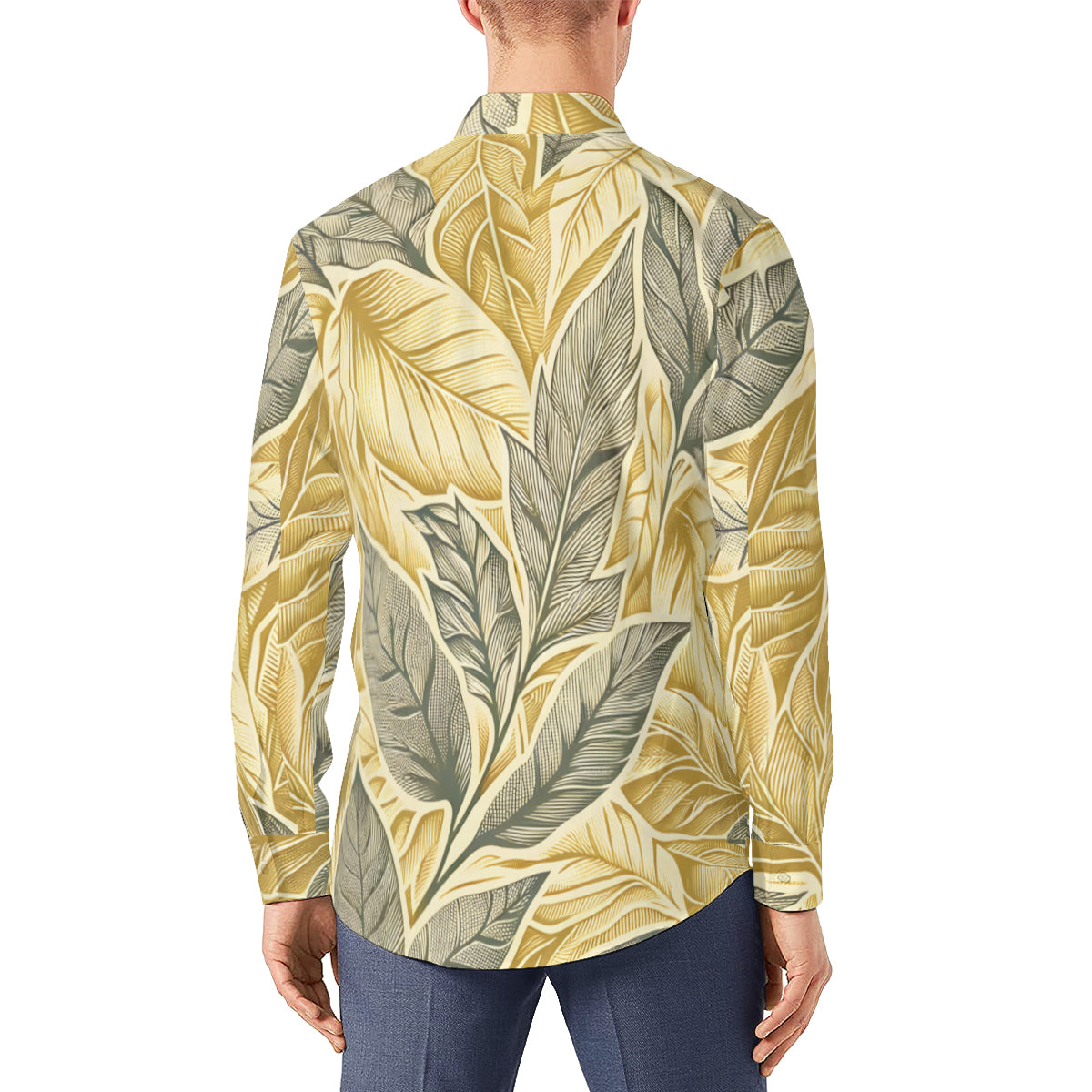 Golden Leaves Men's Classic Long-Sleeved Shirt | Polyester