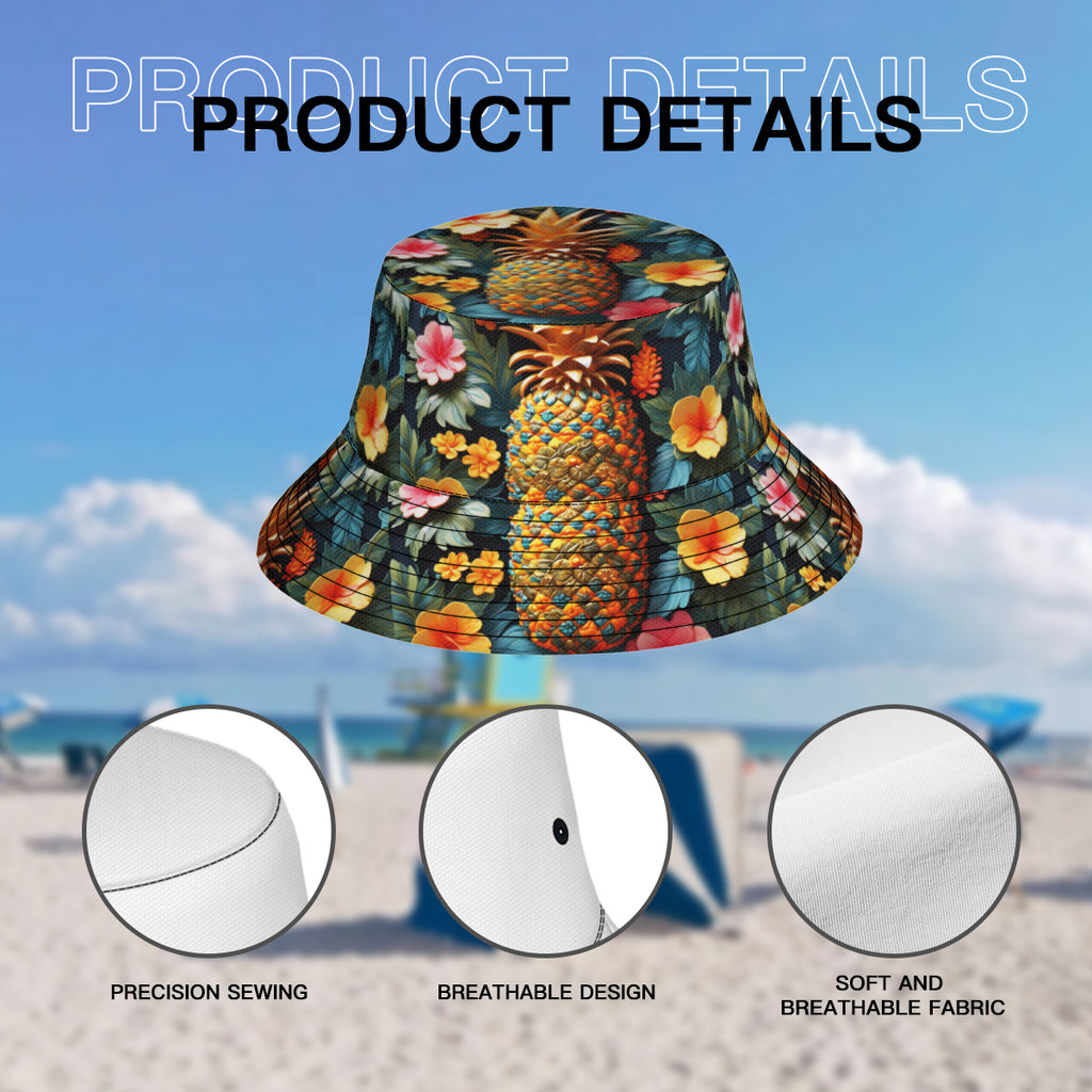 3D Pineapple Double-Sided Unisex Polyester Bucket Hat