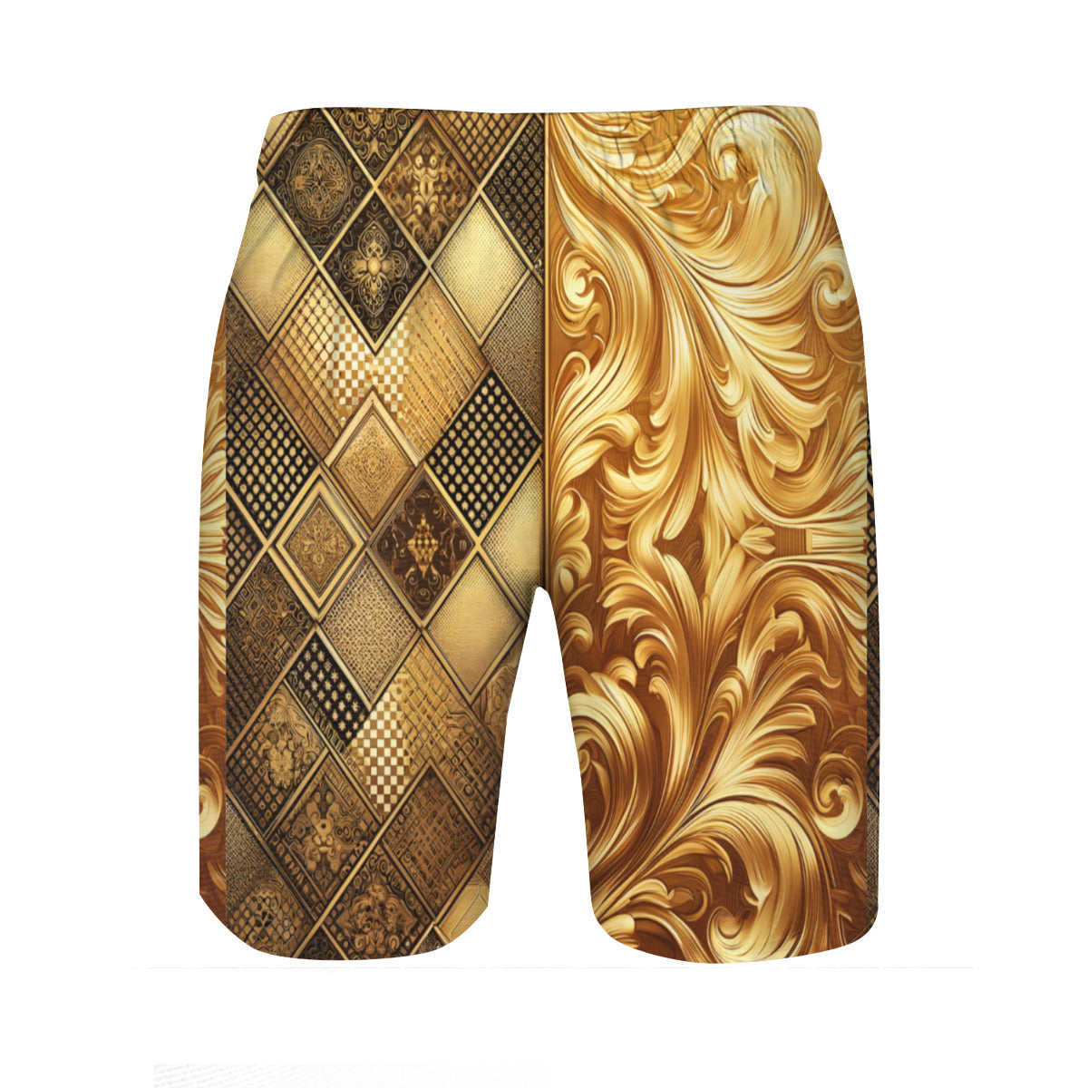 Elegant Gold Men's Beach Shorts (Not Mesh Lined) | Polyester
