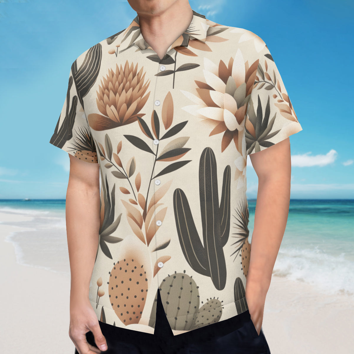Minimalistic Floral Short Sleeves Men's Shirt