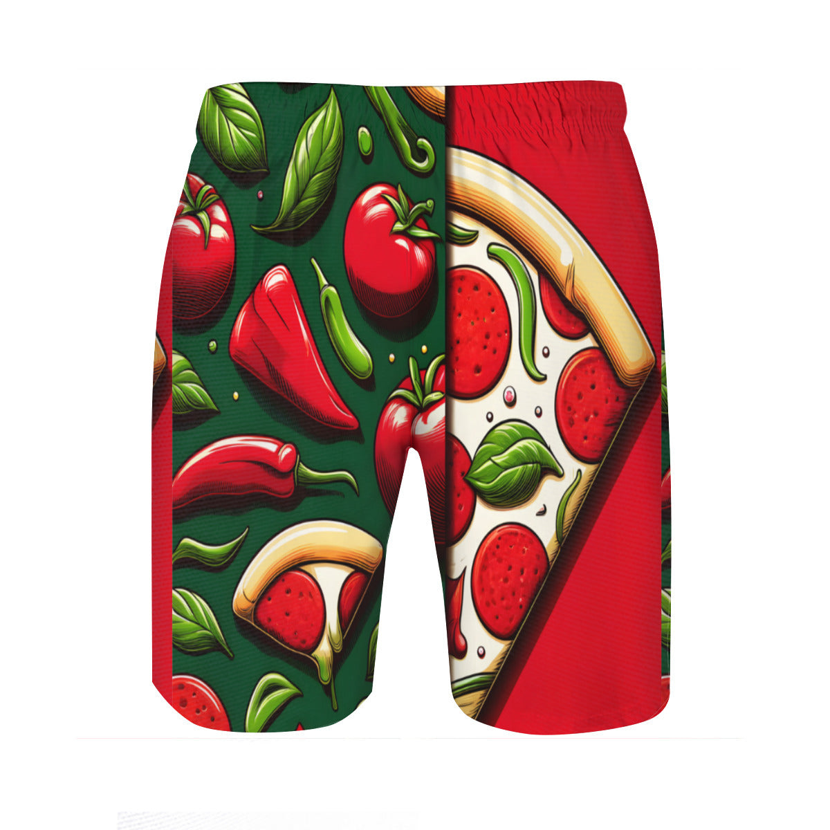 Pizza Men's Beach Shorts (Not Mesh Lined) | Polyester