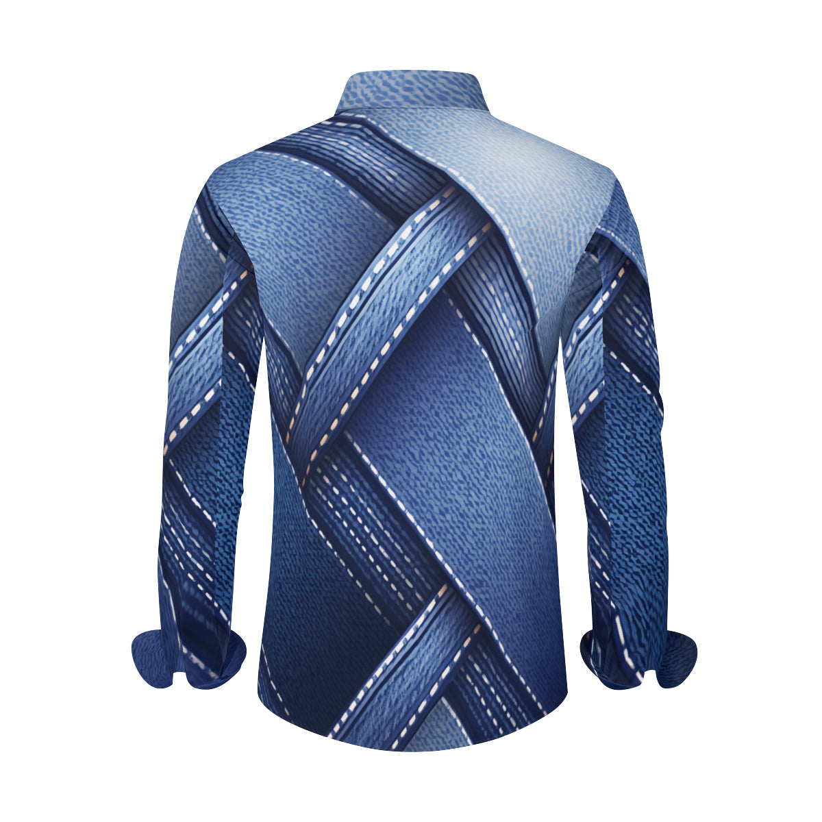 Abstract Denim Design Long Sleeves Men's Shirt