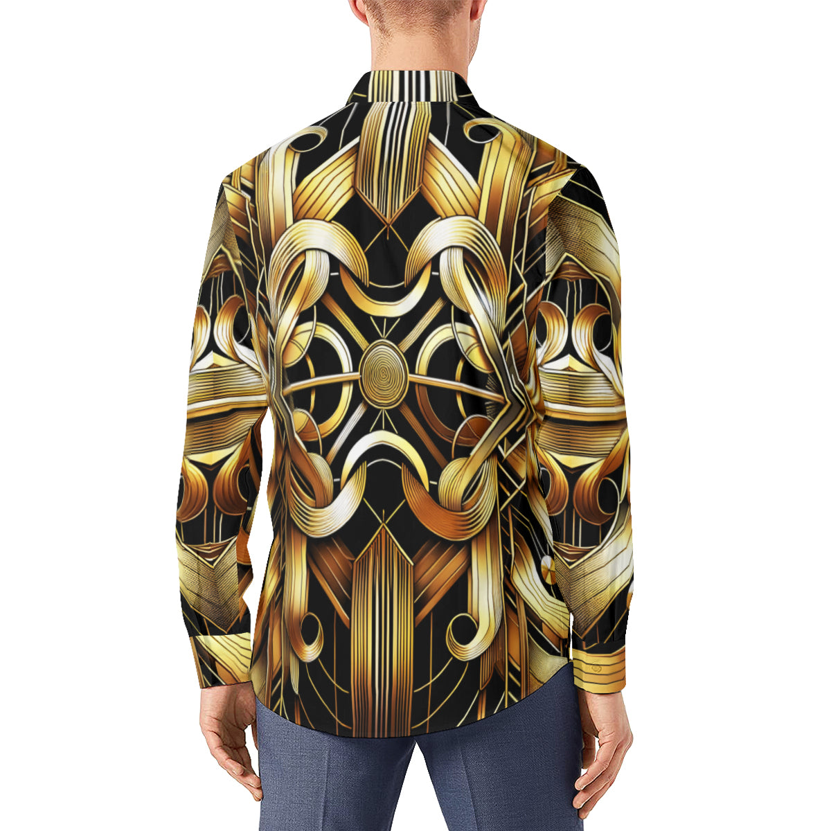 Abstract Elegance Men's Classic Long-Sleeved Shirt | Polyester