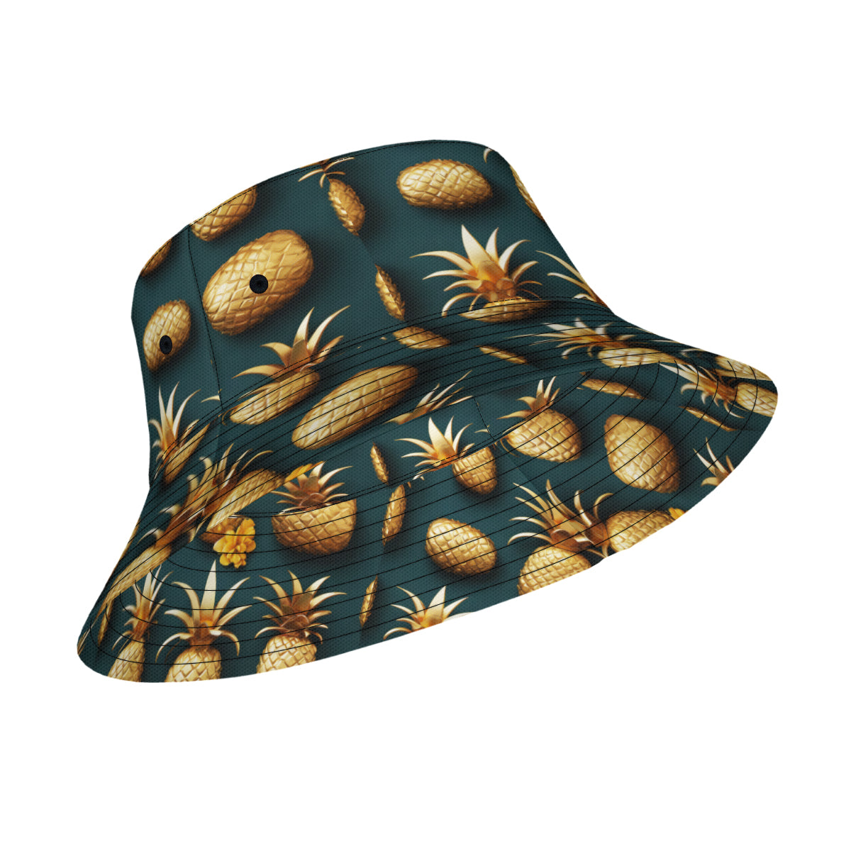 Golden Pineapple Double-Sided Unisex Polyester Bucket Hat