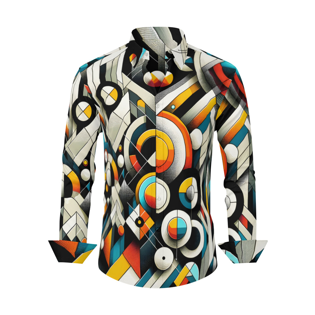 Abstract Geometric  Men's Classic Long-Sleeved Shirt | Polyester