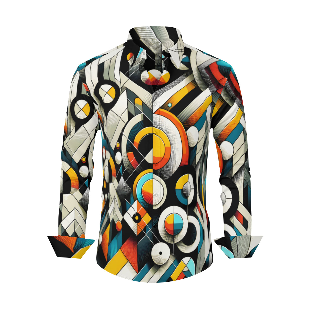 Abstract Geometric  Men's Classic Long-Sleeved Shirt | Polyester