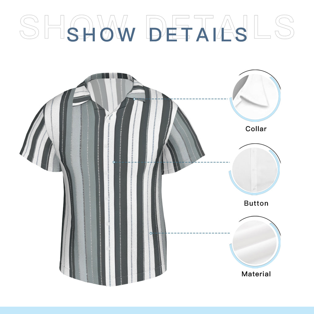 Abstract Stripes Short Sleeves Men's Shirt