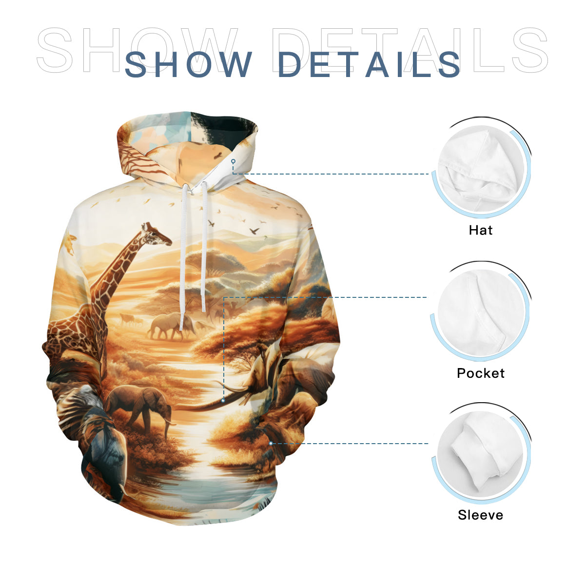 African Sunset Men's Adult Hoodie Set (Double-Layer Hood) | Health Fabric
