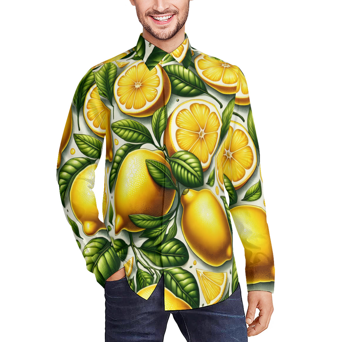 Lemon Men's Classic Long-Sleeved Shirt | Polyester