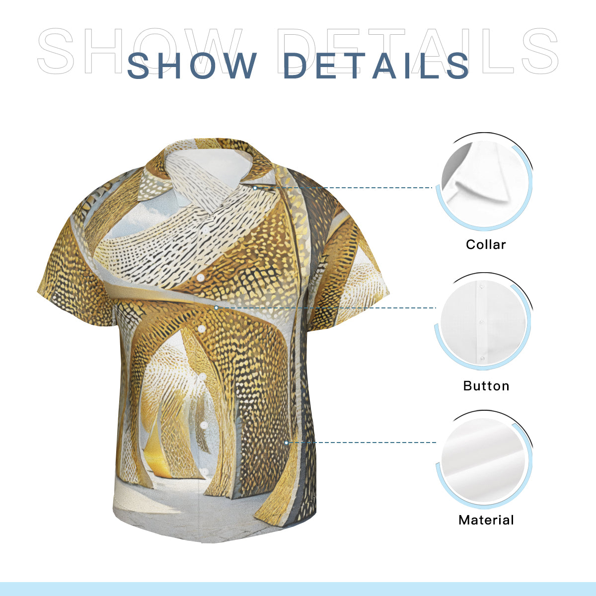 Golden Architectural Pattern Short Sleeves Men's Shirt