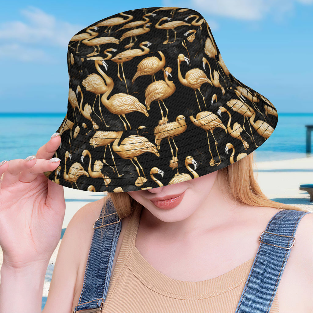 Pink Flamingo Double-Sided Unisex Polyester Bucket Hat