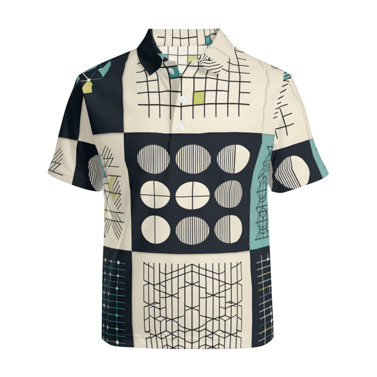 Minimalistic Geometric Men's Premium European Size POLO Shirt | 95% Polyester+5% Spandex
