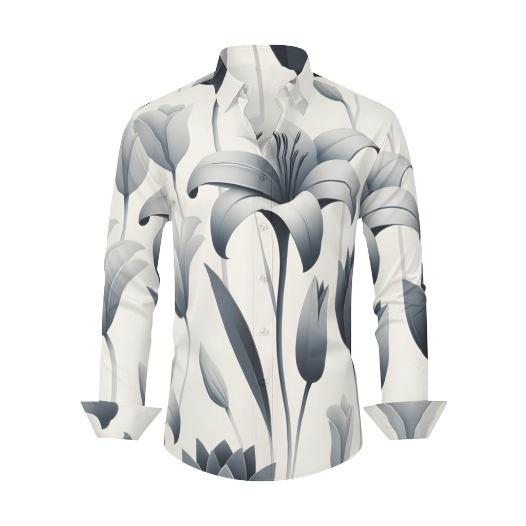 Minimalistic Floral Long Sleeves Men's Shirt