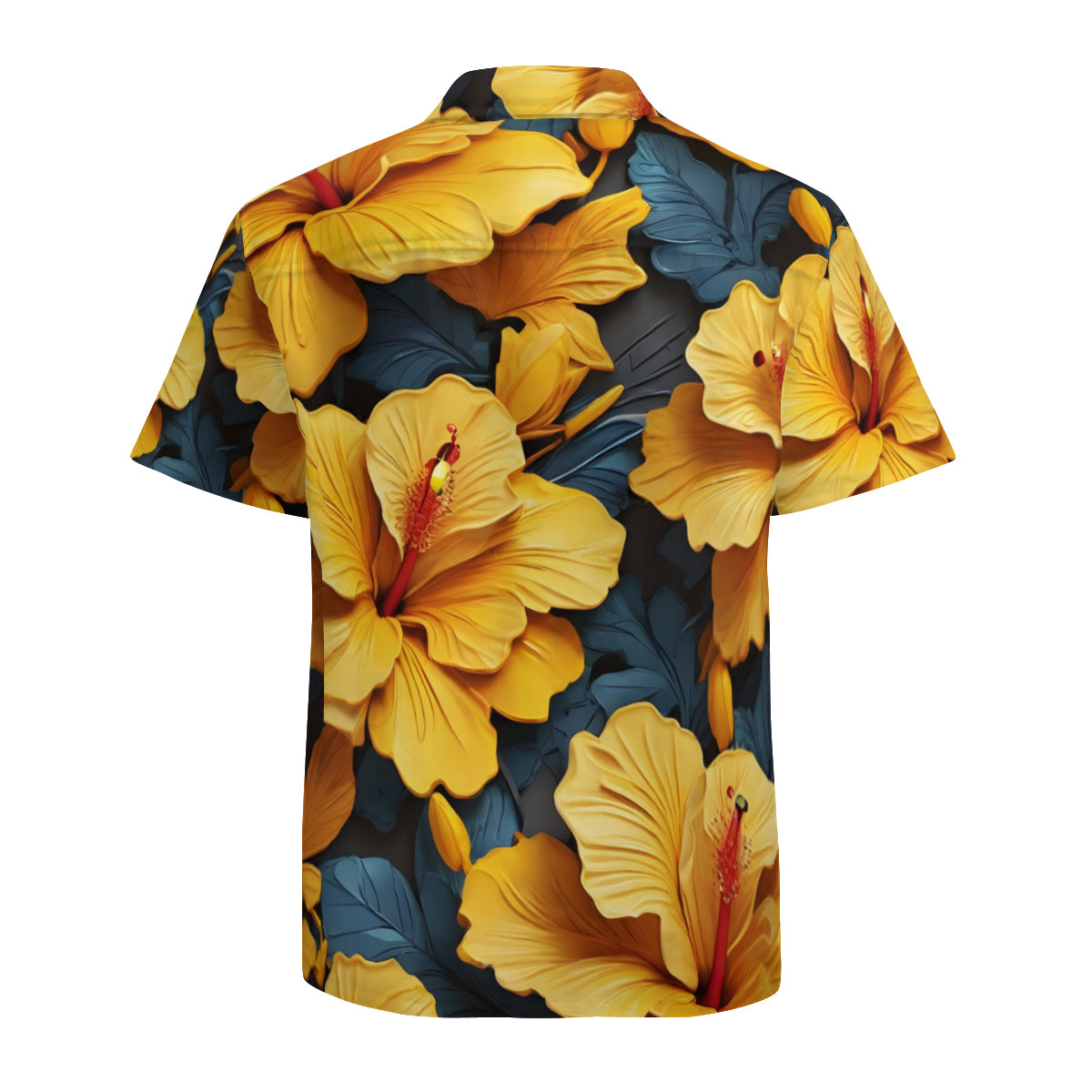 Yellow Hibiscus Short Sleeves Men's Shirt