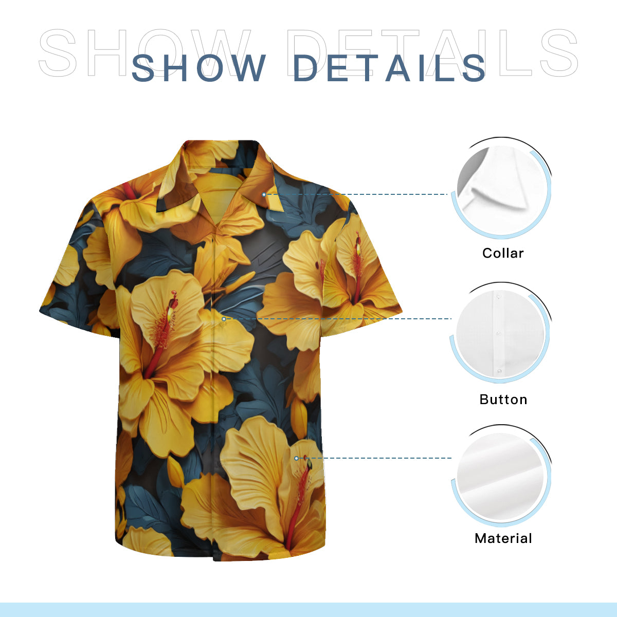 Yellow Hibiscus Short Sleeves Men's Shirt