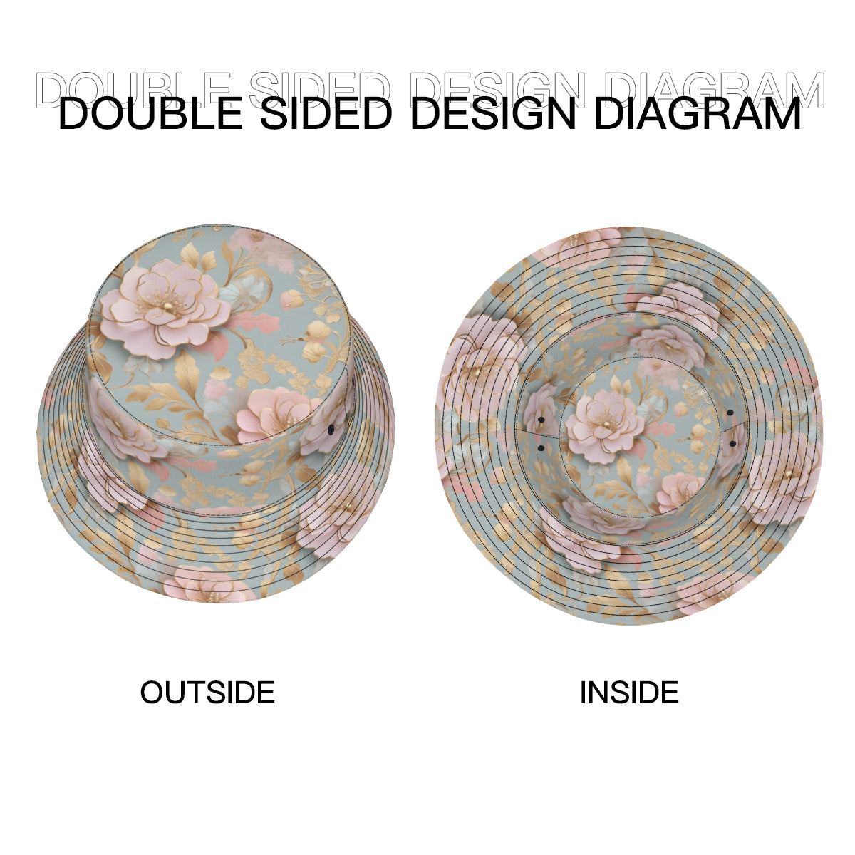 Floral Double-Sided Unisex Polyester Bucket Hat