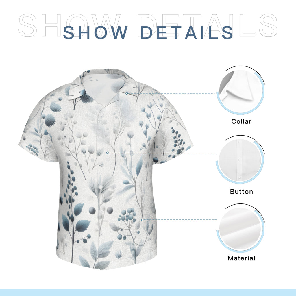 Minimalistic Floral Short Sleeves Men's Shirt