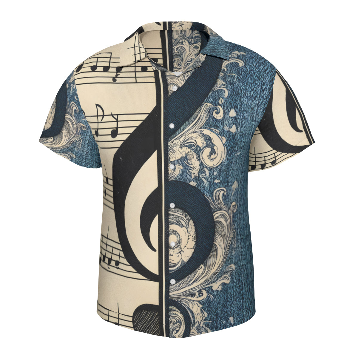 Musical Denim Short Sleeves Men's Shirt