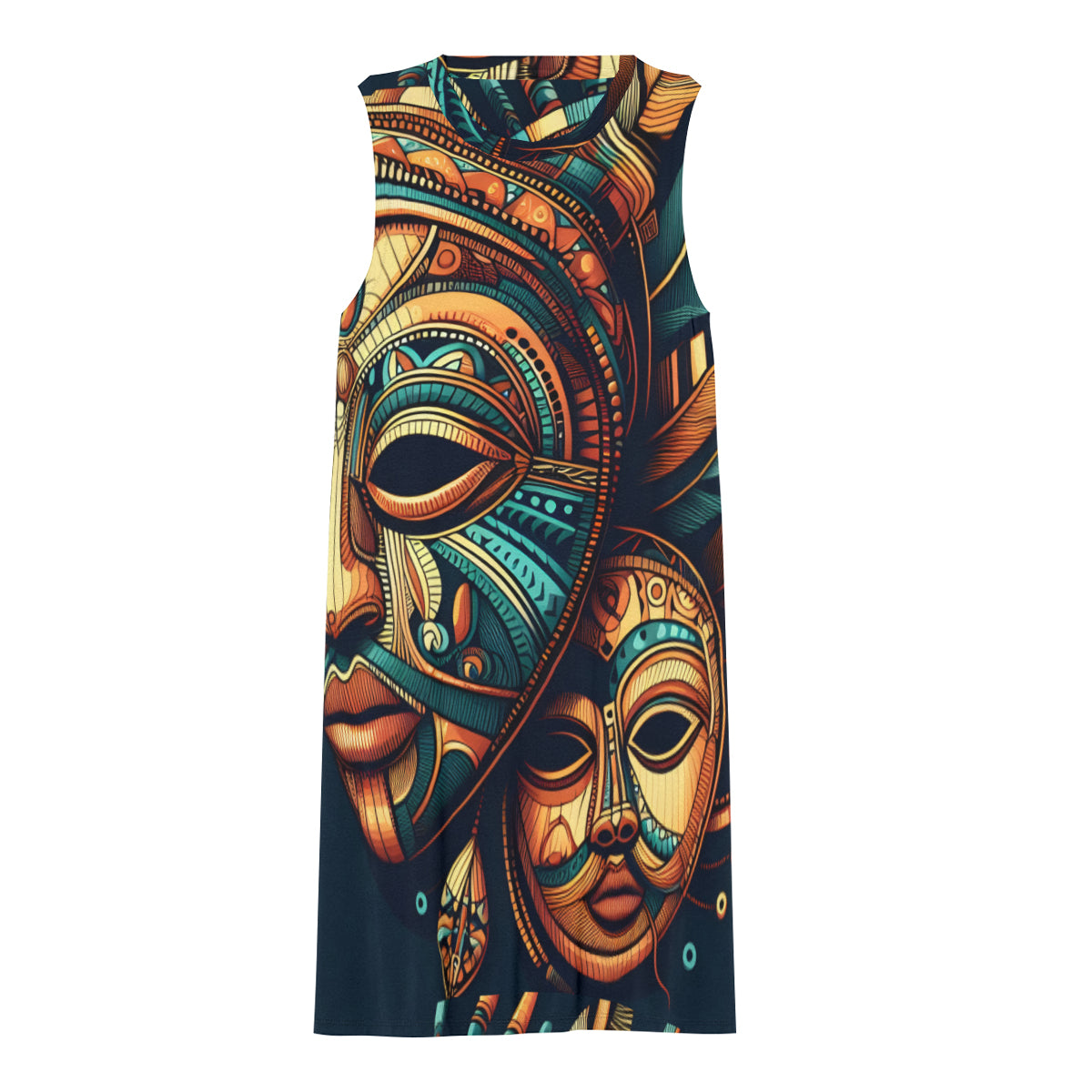 African Mask Women's Casual Dress | Polyester