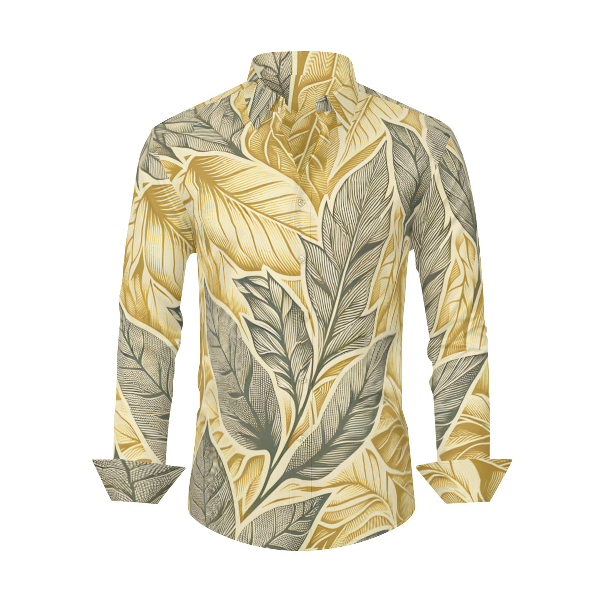 Golden Leaves Men's Classic Long-Sleeved Shirt | Polyester