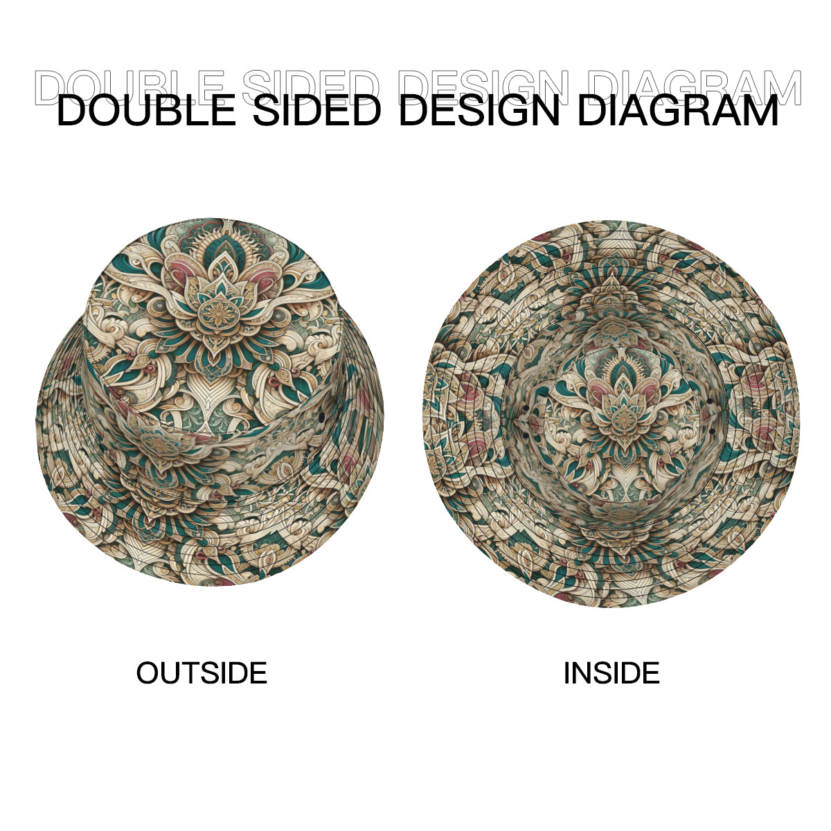 Intricate Luxury Pattern Double-Sided Unisex Polyester Bucket Hat