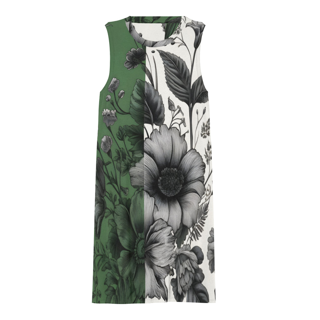Green Floral Print Women's Casual Dress | Polyester