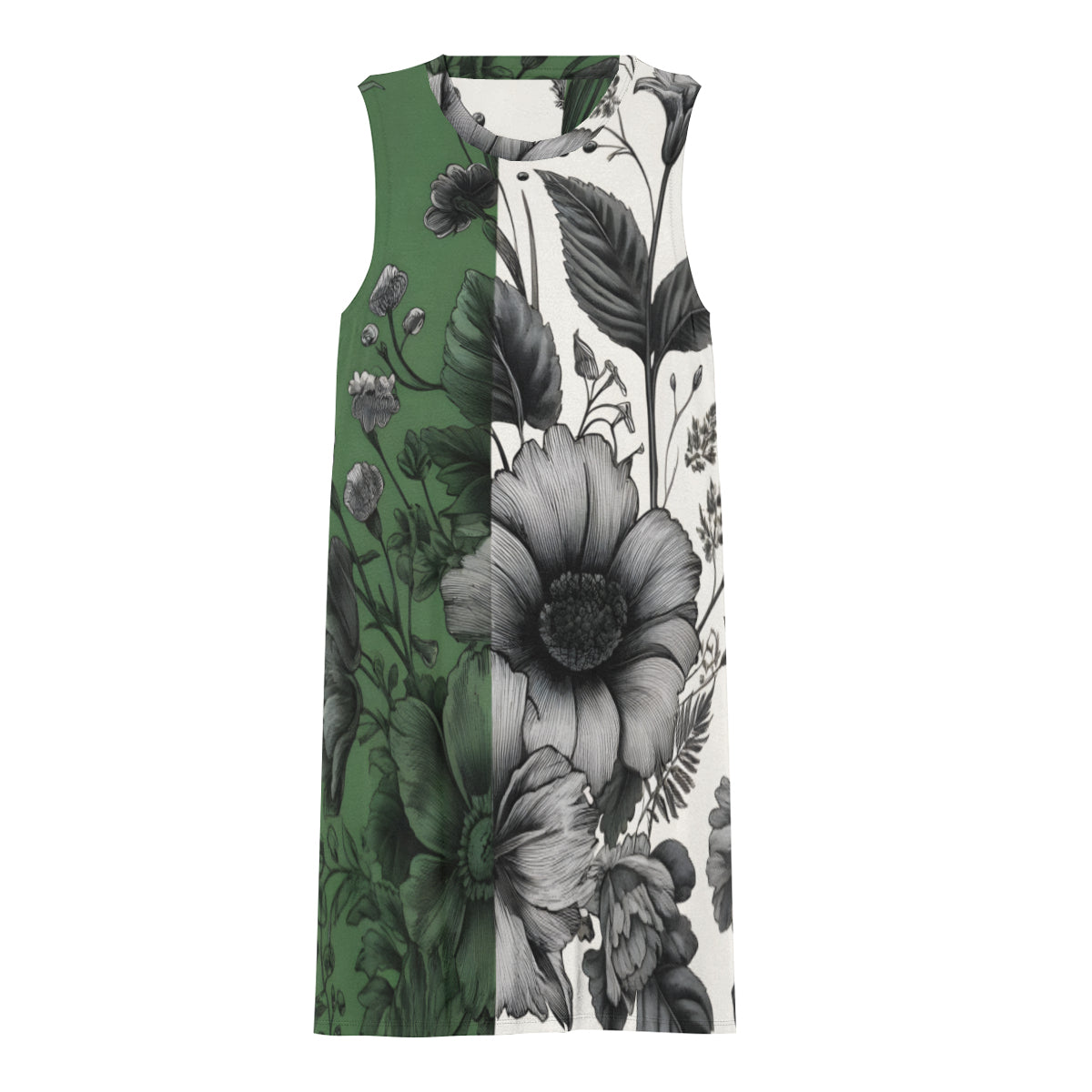Green Floral Print Women's Casual Dress | Polyester