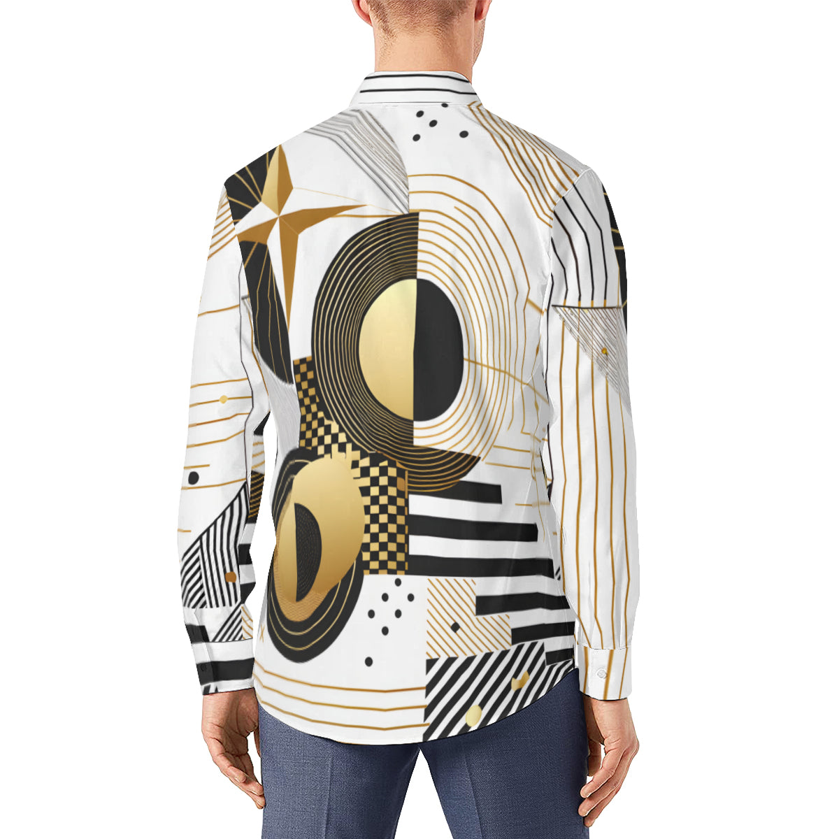 Abstract White Gold Long Sleeves Shirt