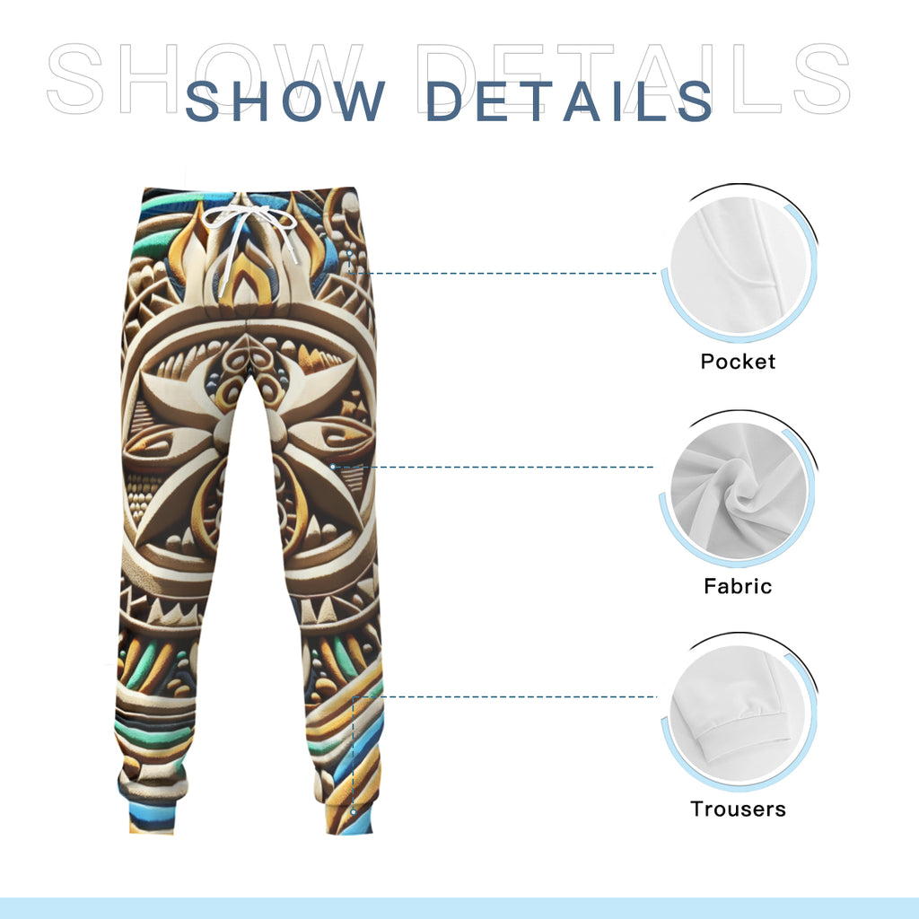Abstract Design Men's Adult Hoodie Set (Double-Layer Hood) | Health Fabric