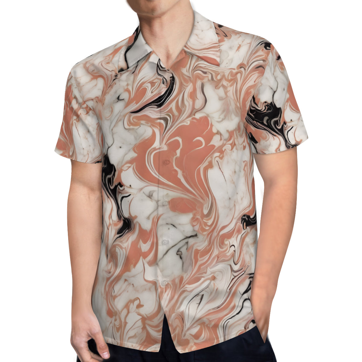 Marble Pattern Short Sleeves Men's Shirt