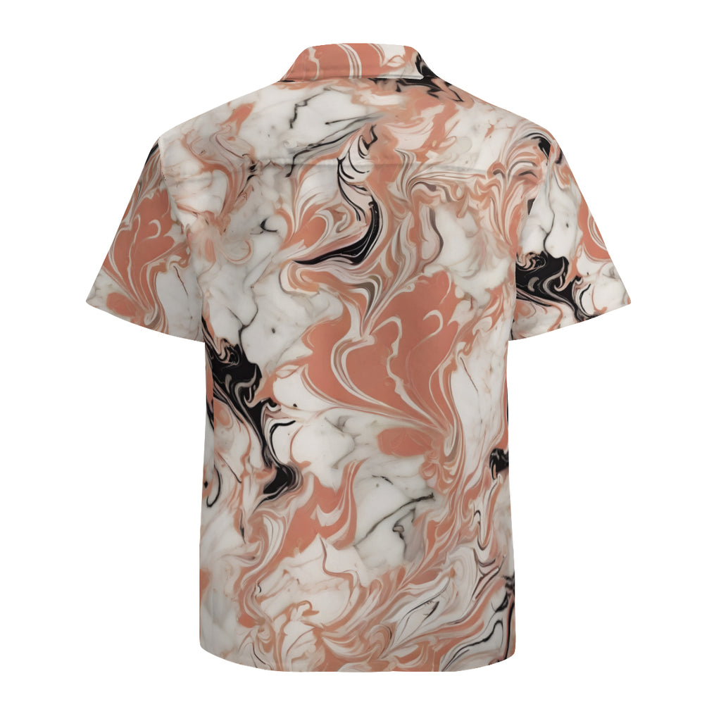 Marble Pattern Short Sleeves Men's Shirt