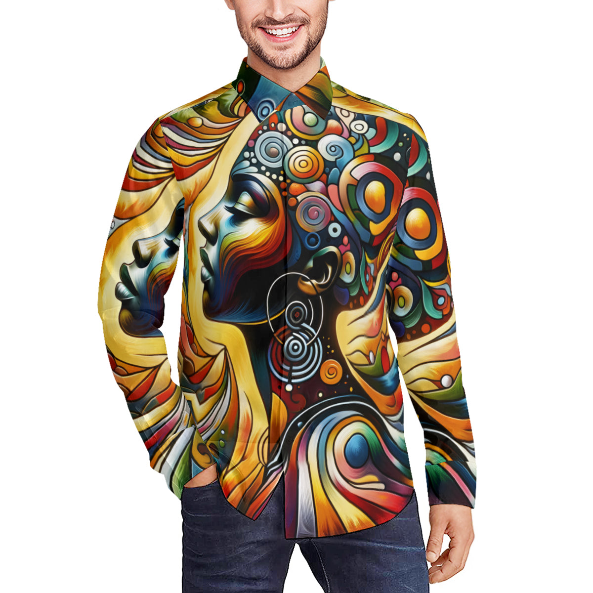 Afrocentric Design Long Sleeves Men's Shirt