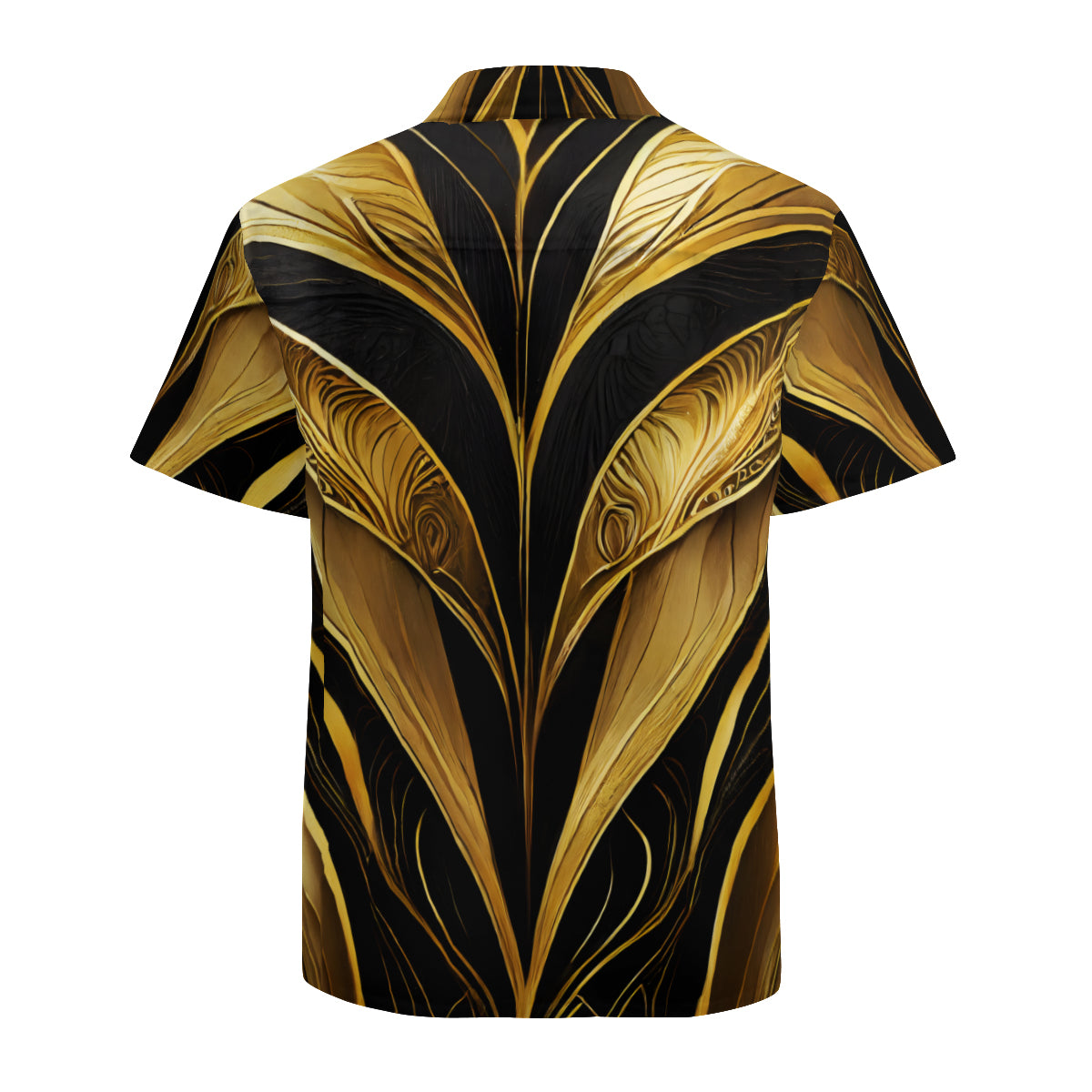 Elegant Black And Gold Short Sleeves Men's Shirt