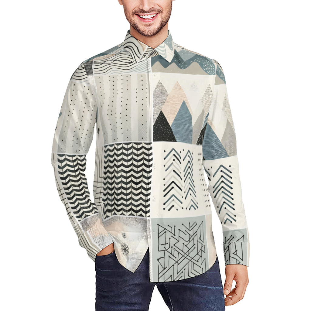 Minimalistic Abstract Long Sleeves Men's Shirt