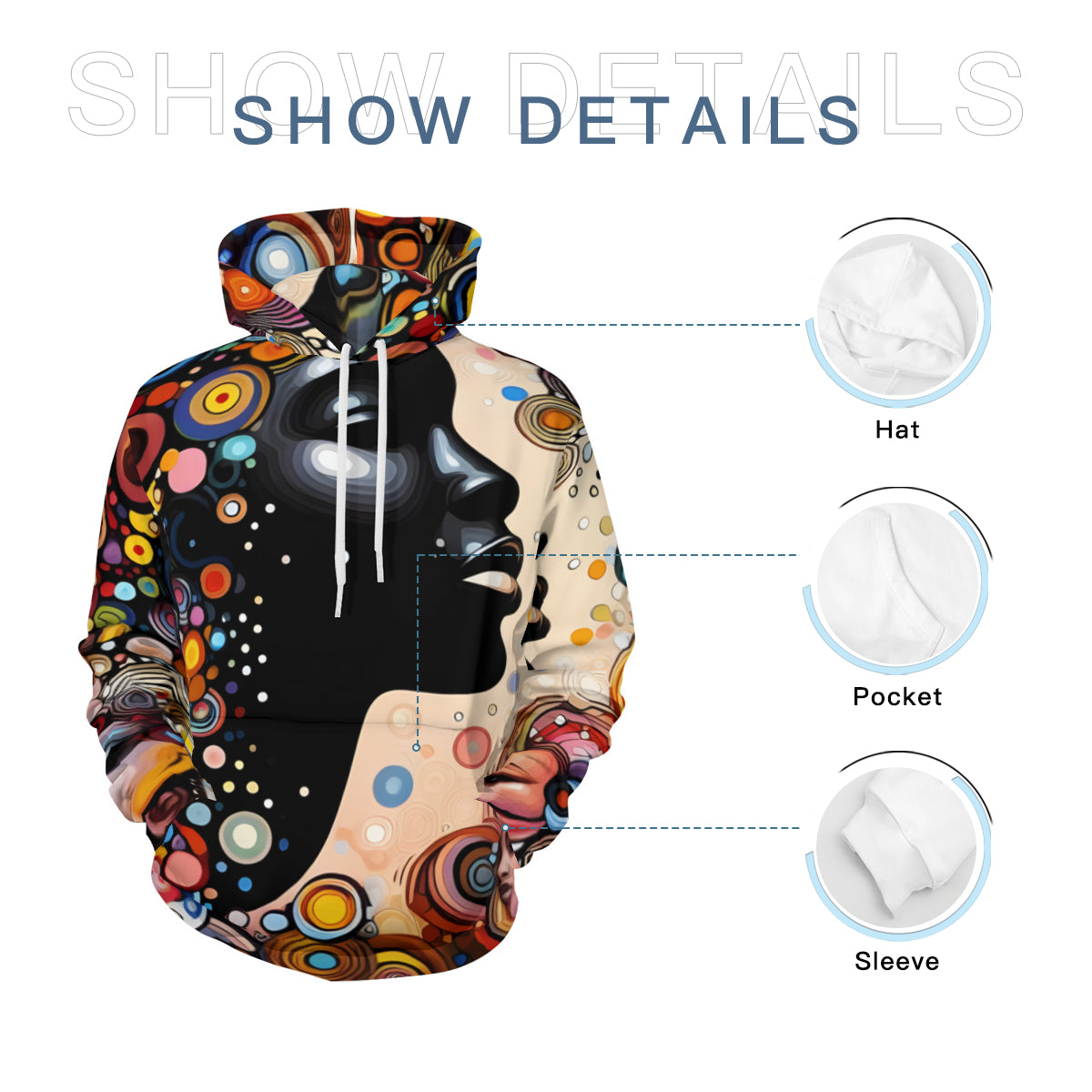 Abstract Afrocentric Men's Adult Hoodie Set (Double-Layer Hood) | Health Fabric