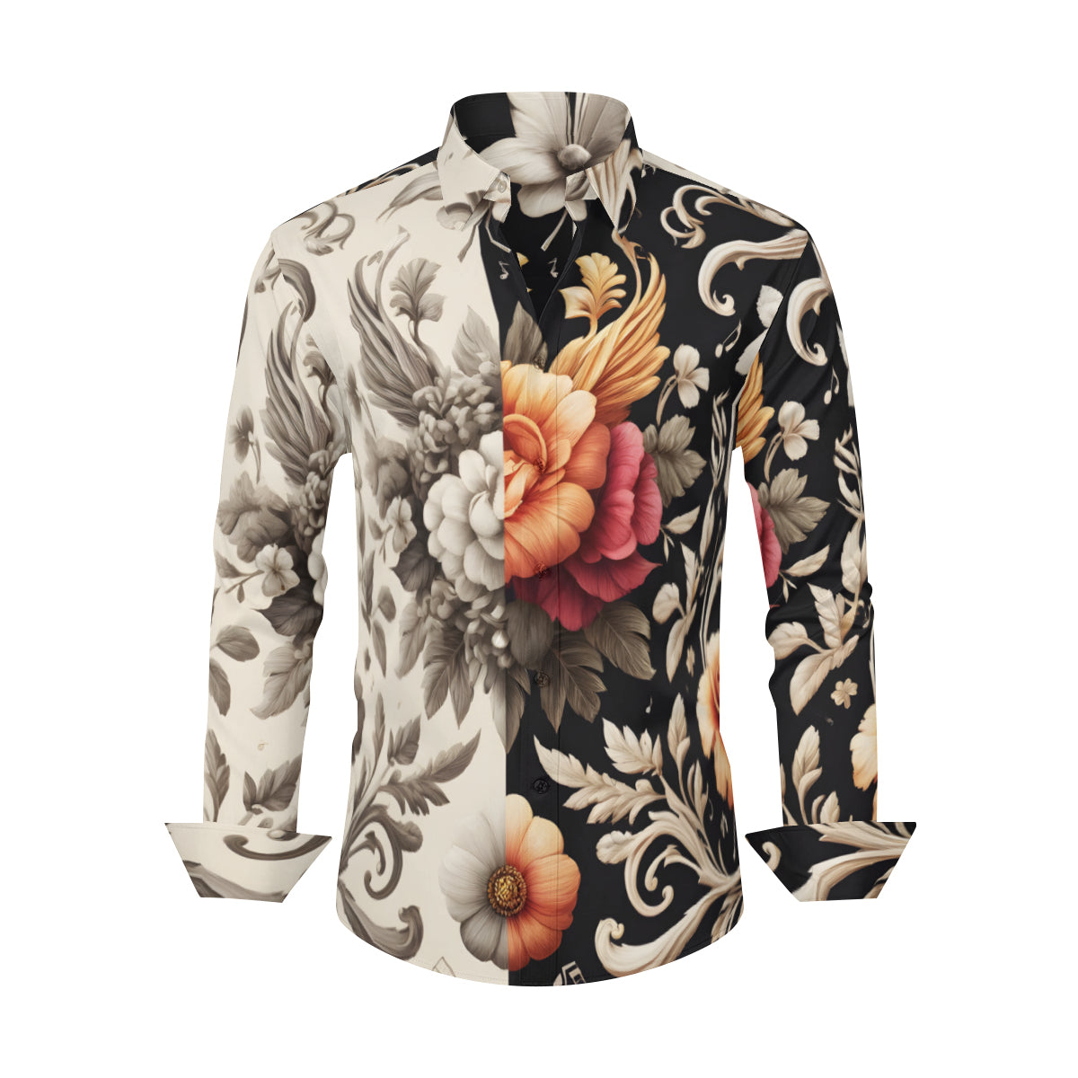 Musical Floral Long Sleeves Men's Shirt