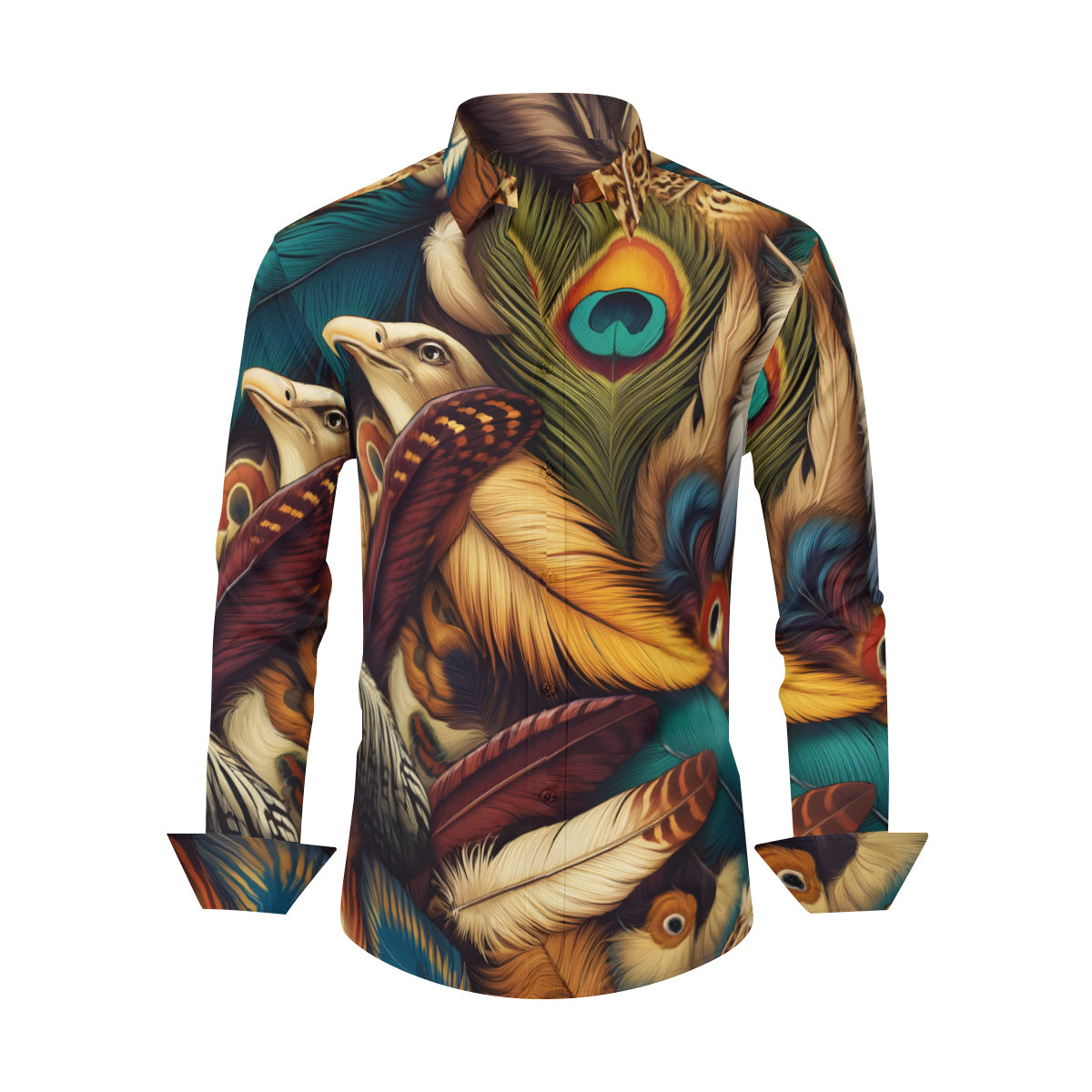 Elegant Feathers  Men's Classic Long-Sleeved Shirt | Polyester