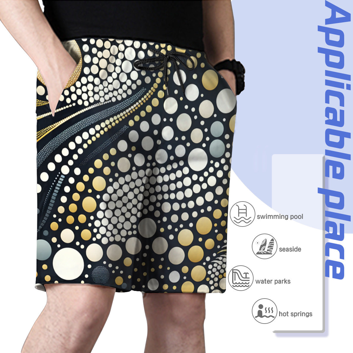 Abstract Dotted Men's Beach Shorts (Not Mesh Lined) | Polyester