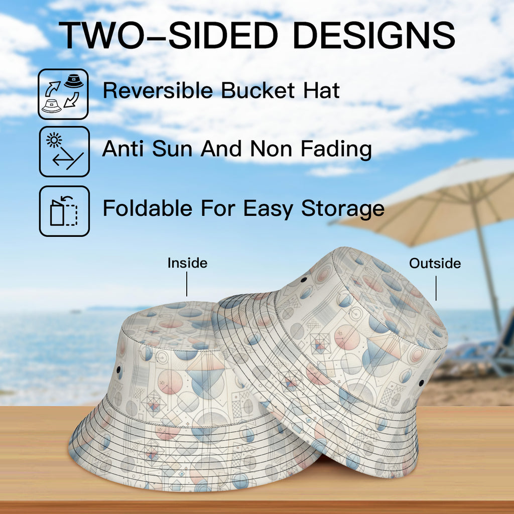 Minimalistic Geometric Shapes Double-Sided Unisex Polyester Bucket Hat