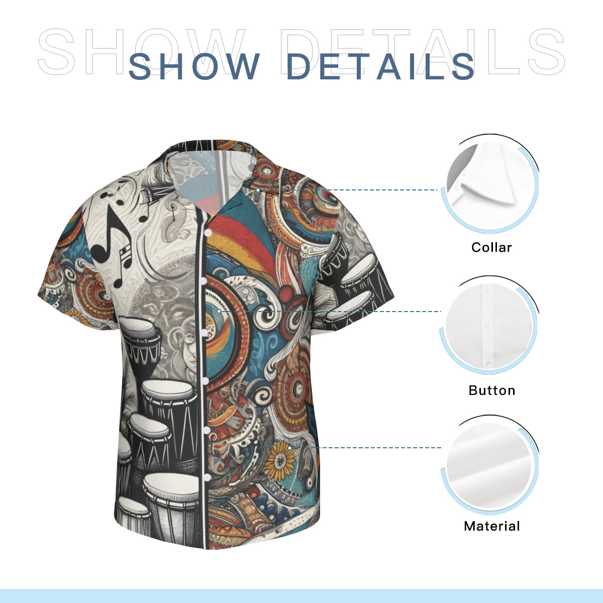 African Drums Floral Short Sleeves Men's Shirt