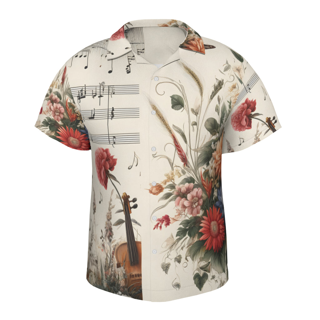 Musical Floral Short Sleeves Men's Shirt