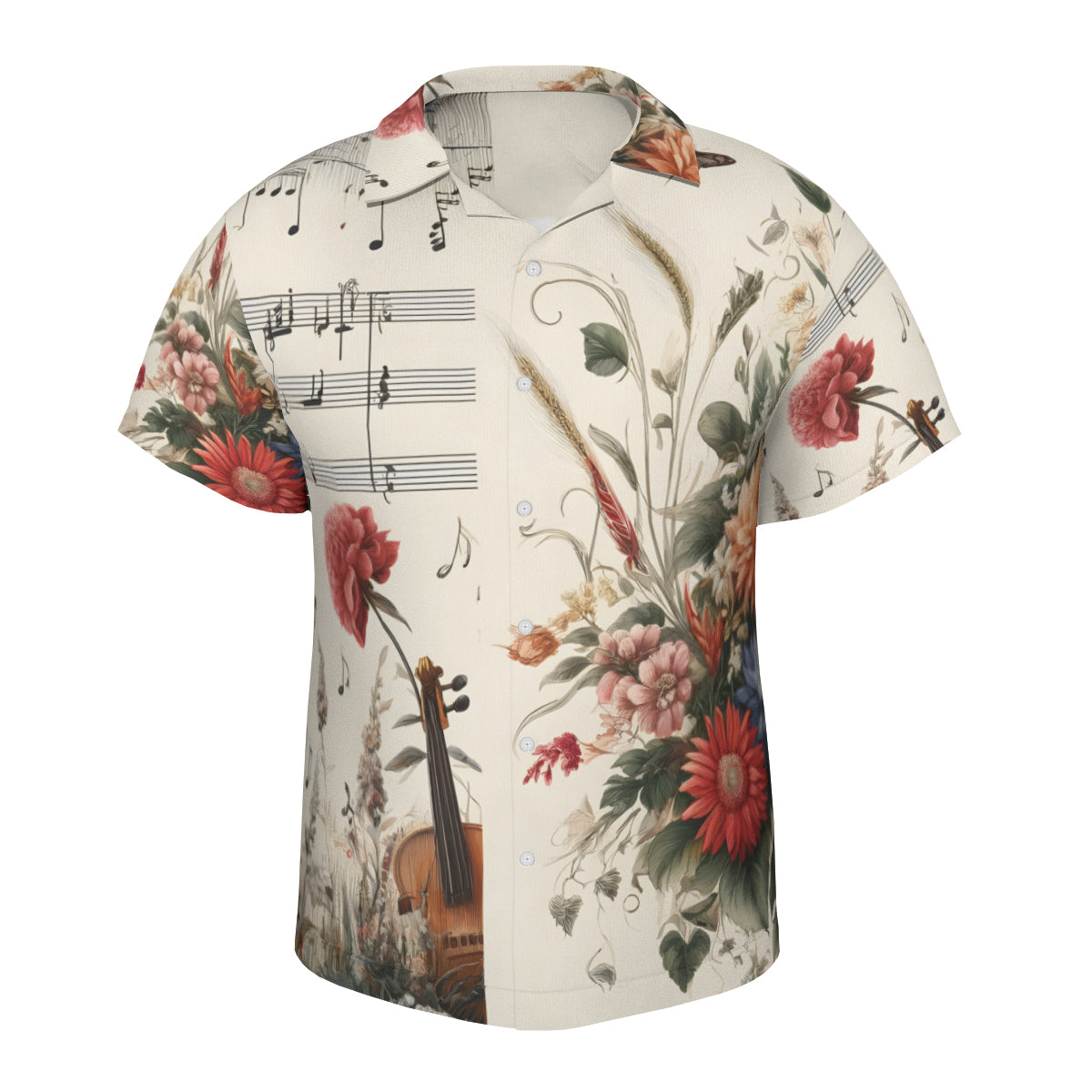 Musical Floral Short Sleeves Men's Shirt