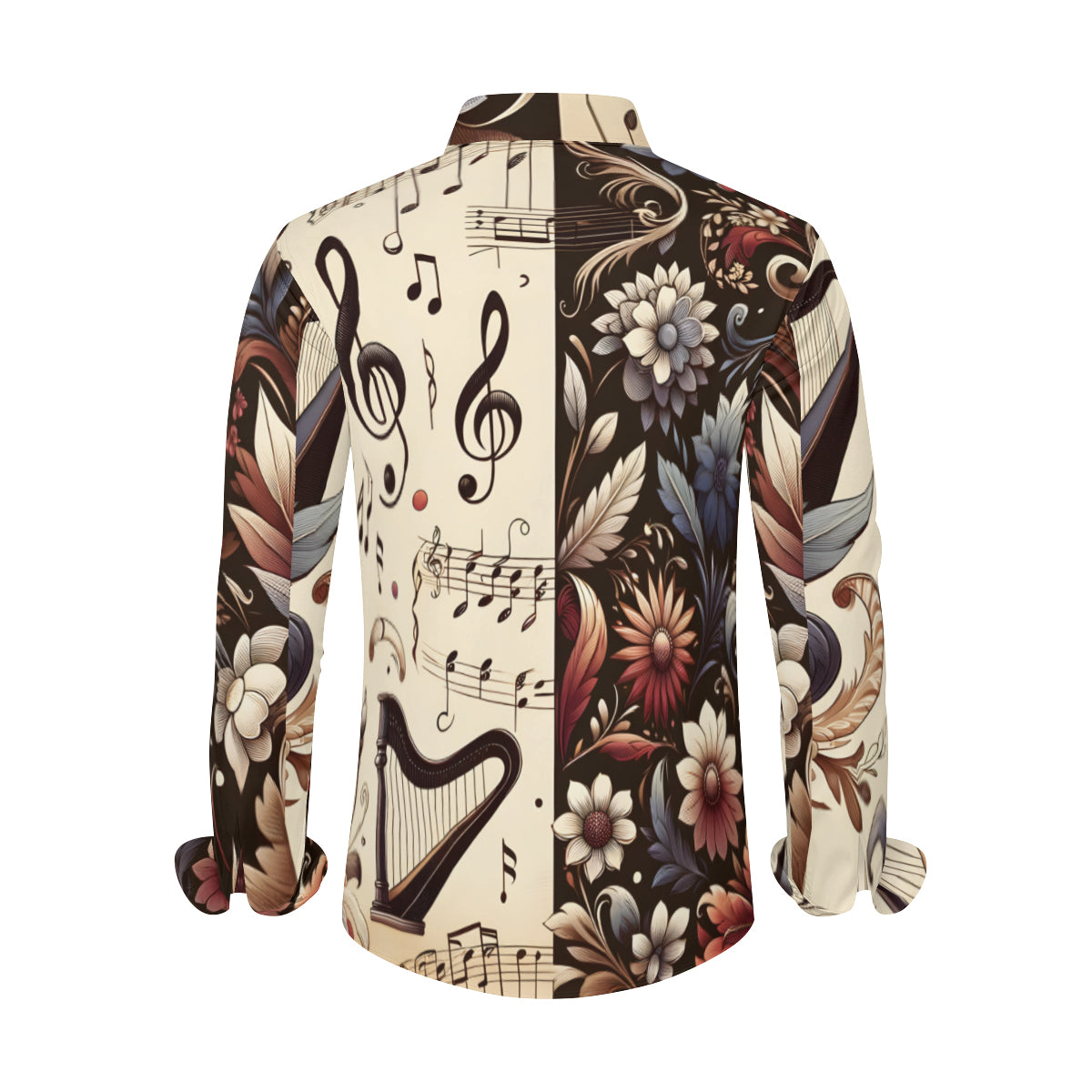 Musical Floral Long Sleeves Men's Shirt