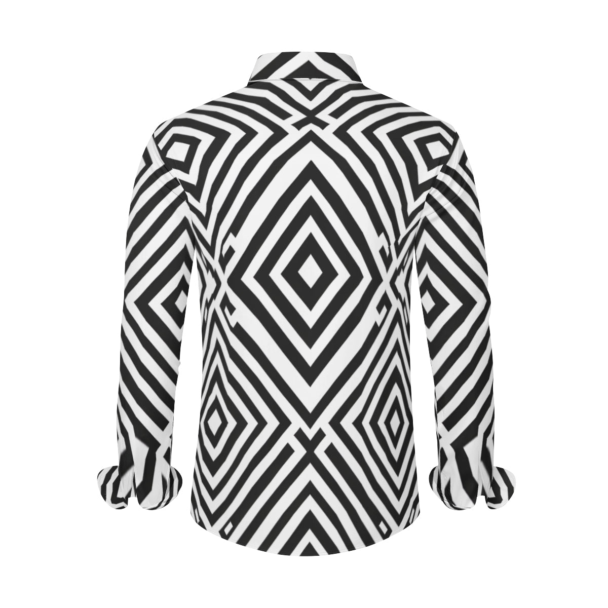 Black Geometric Shapes Long Sleeves Shirt