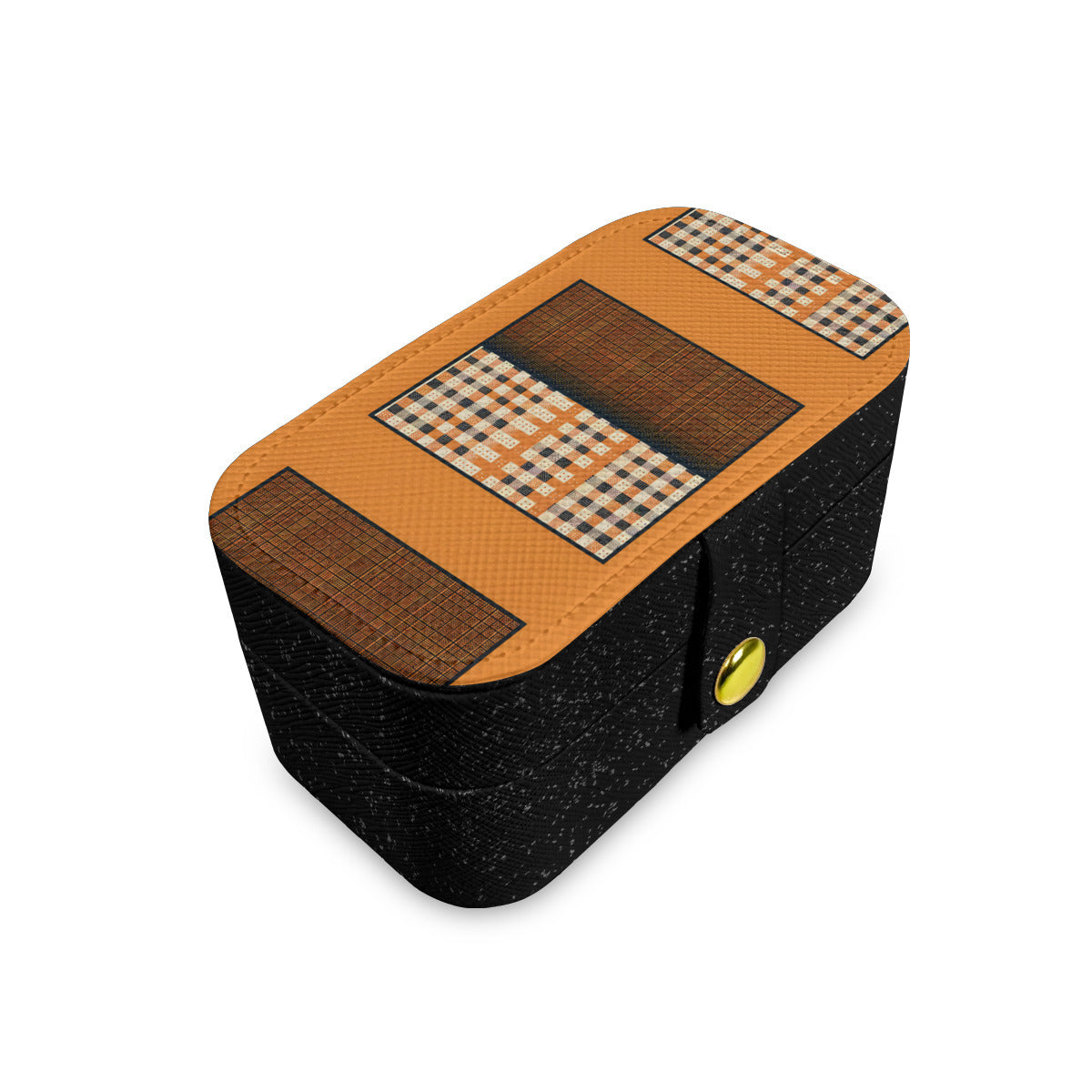 Orange Check Elegant Personalized Portable Jewelry Box